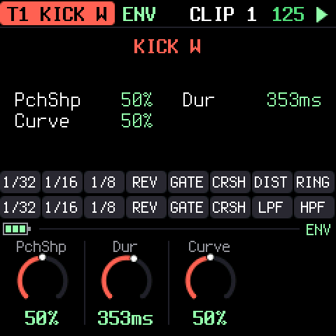 ENV: pitch shape, duration and curve