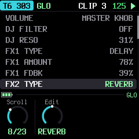 The global settings: FX 1 and FX 2