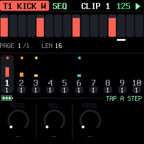 The sequencer: sixteen steps and a track's knobs