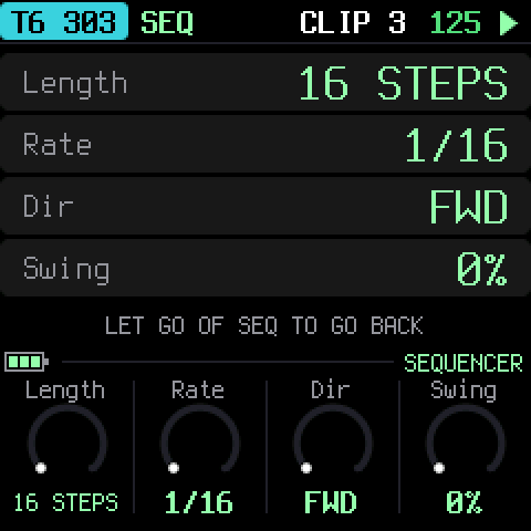 The sequencer's settings